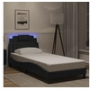 Image de Cadre de Lit avec Lumières LED, Lit Rembourré avec Coussin, Lit Simple, Lit Adulte Chambre, Moderne, Noir 90x200 cm 3213994