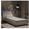 Image de Cadre de Lit avec Lumières LED, Lit Rembourré avec Coussin, Lit Simple, Lit Adulte Chambre, Moderne, Blanc 90x200 cm 3213995