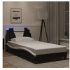 Image de Cadre de Lit avec Lumières LED, Lit Rembourré avec Coussin, Lit Simple, Lit Adulte Chambre, Moderne, Noir Blanc 3214006