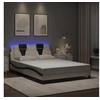 Image de Cadre de Lit avec Lumières LED, Lit Rembourré avec Coussin, Lit Double, Lit Adulte Chambre, Moderne, Blanc Noir 3214014