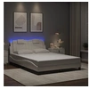 Image de Cadre de Lit avec Lumières LED, Lit Rembourré avec Coussin, Lit Double, Lit Adulte Chambre, Moderne, Blanc 140x190 cm 3214016