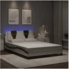 Image de Bedframe met LED-verlichting kunstleer wit en zwart 140x200 cm3214028