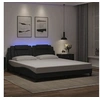 Image de Cadre de Lit avec Lumières LED, Lit Rembourré avec Coussin, Lit Double, Lit Adulte Chambre, Moderne, Noir 180x200 cm 3214036