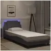Image de Cadre de Lit avec Lumières LED, Lit Rembourré, Lit Simple, Lit Adulte de Chambre à Coucher Intérieur, Moderne, Gris 3214078