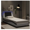Image de Bedframe met LED-verlichting kunstleer wit en zwart 90x200 cm3214088
