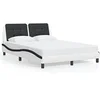 Image de Bedframe met LED-verlichting kunstleer wit en zwart 140x190 cm3214109