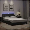 Image de Cadre de lit avec lumières LED noir 140x200 cm similicuir, lit, sommier, lit en similicuir, meuble de chambre à 3214110