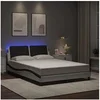 Image de Cadre de lit avec lumières LED blanc noir 140x200 cm similicuir, lit, sommier, lit en similicuir, meuble de chambre à 3214116