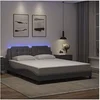 Image de Bedframe met LED-verlichting kunstleer grijs 160x200 cm3214120