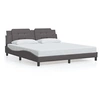 Image de Cadre de Lit avec Lumières LED, Lit Double avec Coussin de Tête de Lit, Lit Adulte, Meuble de Chambre, Moderne, Gris 180x200 cm Similicuir