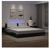 Image de Cadre de Lit avec Lumières LED, Lit Rembourré, Lit Double, Lit Adulte de Chambre à Coucher Intérieur, Moderne, Noir Blanc 200x200 cm Similicuir
