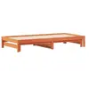 Image de Lit gigogne 205.5 x 185 x 30 cm en cire sommier a lattes pour 2 personnes de couleur