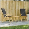 Image de Ensemble de bistro pliante 3 pcs et coussins gris foncé bambou, ensemble de bistro de jardin, ensemble de balcon, 3208932