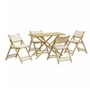 Image de Ensemble de bistro pliante 5 pcs et coussins blanc crème bambou, ensemble de bistro de jardin, ensemble de balcon, 3208935
