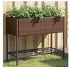 Image de Plantenbakken met schap 2 st 90x40x75 poly rattan bruin3210508