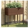Image de Plantenbakken met schap 2 st 70x28x70 poly rattan bruin3210511