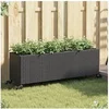 Image de Jardinières et roulettes 2 pcs noir 107x32x38 cm résine tressée