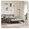 Image de Cadre de Lit Métal avec Tête de Lit, Lit Double avec Lattes et Pieds, Lit Adulte de Chambre à Coucher Intérieur, 376324