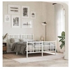 Image de Cadre de Lit Métal avec Tête de Lit/Pied de Lit, Sommier à Lattes, Lit Adulte, Lit Double de Chambre à Coucher 376388