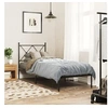 Image de Cadre de lit métal sans matelas avec tête de lit noir 75x190 cm
