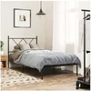 Image de Cadre de lit métal sans matelas avec tête de lit noir 90x190 cm