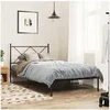 Image de Bedframe met hoofdbord metaal zwart 100x200 cm376497