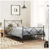 Image de Bedframe met hoofd- en voeteneinde metaal zwart 107x203 cm376516