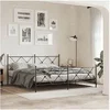 Image de Bedframe met hoofd- en voeteneinde metaal zwart 183x213 cm376525