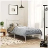 Image de Cadre de lit métal sans matelas avec tête de lit blanc 75x190cm 376541