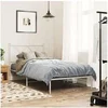 Image de Cadre de lit métal sans matelas avec tête de lit blanc 90x190cm 376543