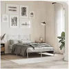 Image de Cadre de lit métal sans matelas et tête de lit blanc 120x200 cm 376549