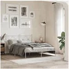 Image de Cadre de lit métal sans matelas et tête de lit blanc 140x190 cm 376551