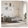 Image de Cadre de Lit Métal avec Tête de Lit/Pied de Lit, Sommier à Lattes, Lit Adulte, Lit Double de Chambre à Coucher 376567