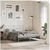 Image de Cadre de Lit Métal avec Tête de Lit/Pied de Lit, Sommier à Lattes, Lit Adulte, Lit Double de Chambre à Coucher 376569