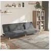 Image de Canapé-lit à 2 places avec deux oreillers gris clair tissu