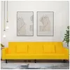 Image de Canapé-lit à 2 places avec deux oreillers Jaune Velours