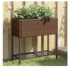 Image de Jardinière avec étagère marron résine tressée