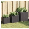 Image de Jardinières d'extérieur 3 pcs noir résine tressée, jardinière d'extérieur, bac à fleurs, bac à tomates, jardinière de 366395
