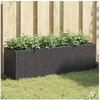 Image de Plantenbak met 3 potten 105x30x32 cm poly rattan zwart366416