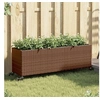 Image de Jardinière avec roulettes et 3 pots marron 107x32x38 cm rotin, jardinière d'extérieur, bac à fleurs, bac à tomates, jardinière de terrasse