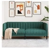 Image de Canape droit 2 places en tissu vert 76.5 x 176 x 74.5 cm
