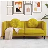 Image de Canape droit 2 places en velours jaune 77 x 173.5 x 70 cm