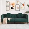Image de Canape droit 3 places en velours vert 77 x 193.5 x 70 cm