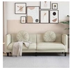 Image de Canape droit 3 places en velours beige 77 x 193.5 x 70 cm