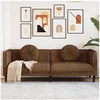 Image de Canape droit en.casa 3 places en simili-cuir marron 77 x 193.5 x 70 cm