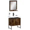 Image de Ensemble d'Armoires de Salle de Bain 2 pcs, Meuble-lavabo avec Etagère et Miroir, Armoire de Rangement de Toilette, 3214336