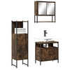 Image de Ensemble de meubles de salle de bain - - Chêne fumé - 3 pièces - Rangement spacieux - Design compact