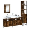 Image de Ensemble de meubles de salle de bain 4 pcs Chêne fumé Bois, armoire de salle de bain, armoire de bain, meuble-lavabo 3214807