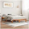 Image de Cadre de lit sans matelas cire marron 140x190cm bois pin massif