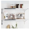 Image de Supports d'étagères 4 pcs 20x2,5x14 cm argenté acier inoxydable, support mural, support d'étagère mural,, support 30297